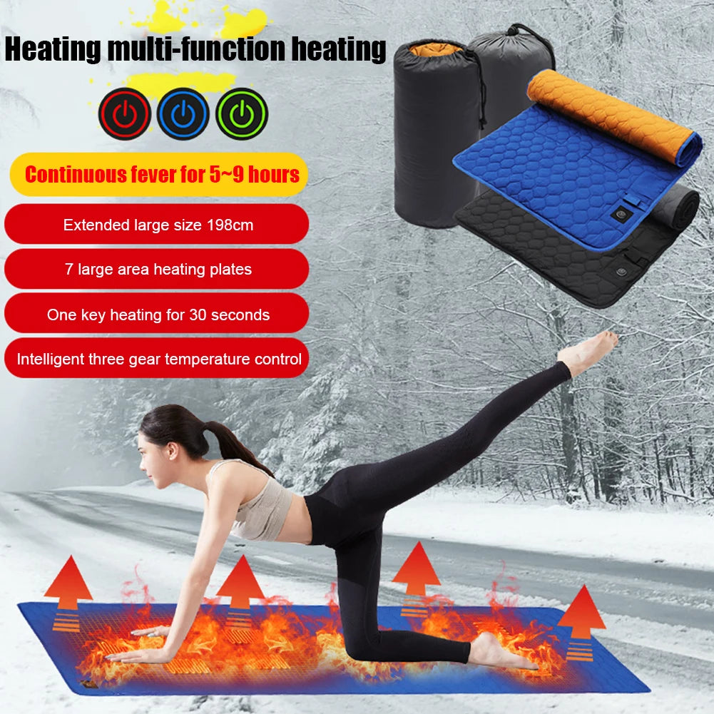 USB Heating Camping Sleeping Mat Outdoor Winter 3-Level Adjustable Warmer