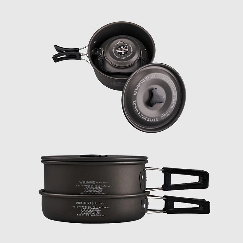 3Pcs/Set Camping Cookware Set Aluminum Alloy Portable Cookware Kit