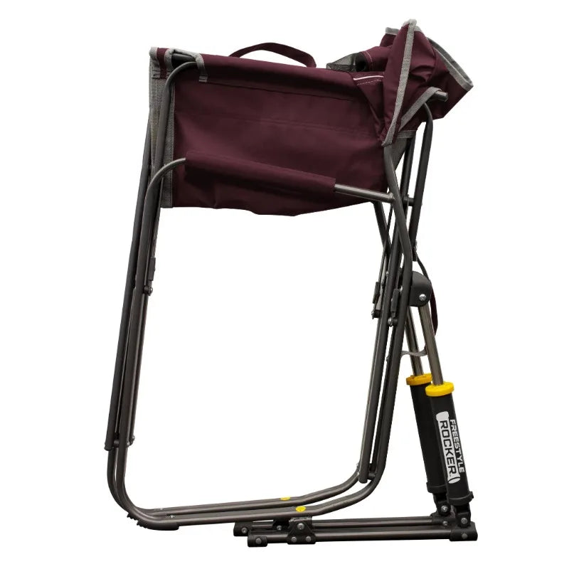 Freestyle Rocker Foldable Rocking Camp Chair Maroon for Outdoor Comfort
