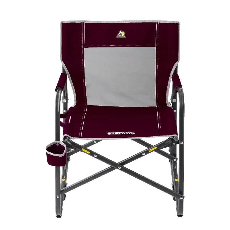 Freestyle Rocker Foldable Rocking Camp Chair Maroon for Outdoor Comfort