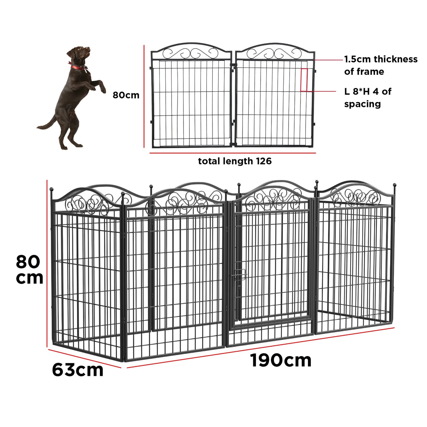 Dog Playpen 8 Panels 32 Inch Height Heavy Duty Folding Indoor Outdoor Anti Rust Exercise Fence Portable