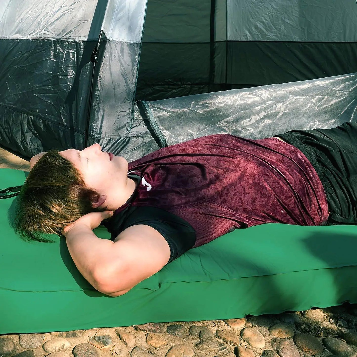 4-Inch Self-Inflating Camping Sleeping Pad 80x30 Memory Foam