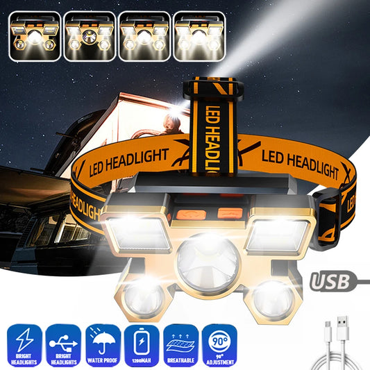 Usb Rechargeable Headlamp Head-Mounted Strong Flashlight