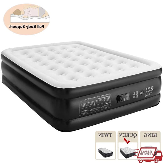 18 Inch Queen Air Mattress with Built-in Pump Portable Bed