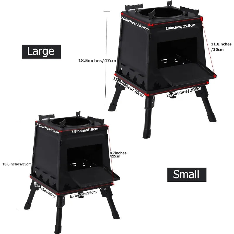 Burning Camp Stove, Portable Cast Iron Camping Stove