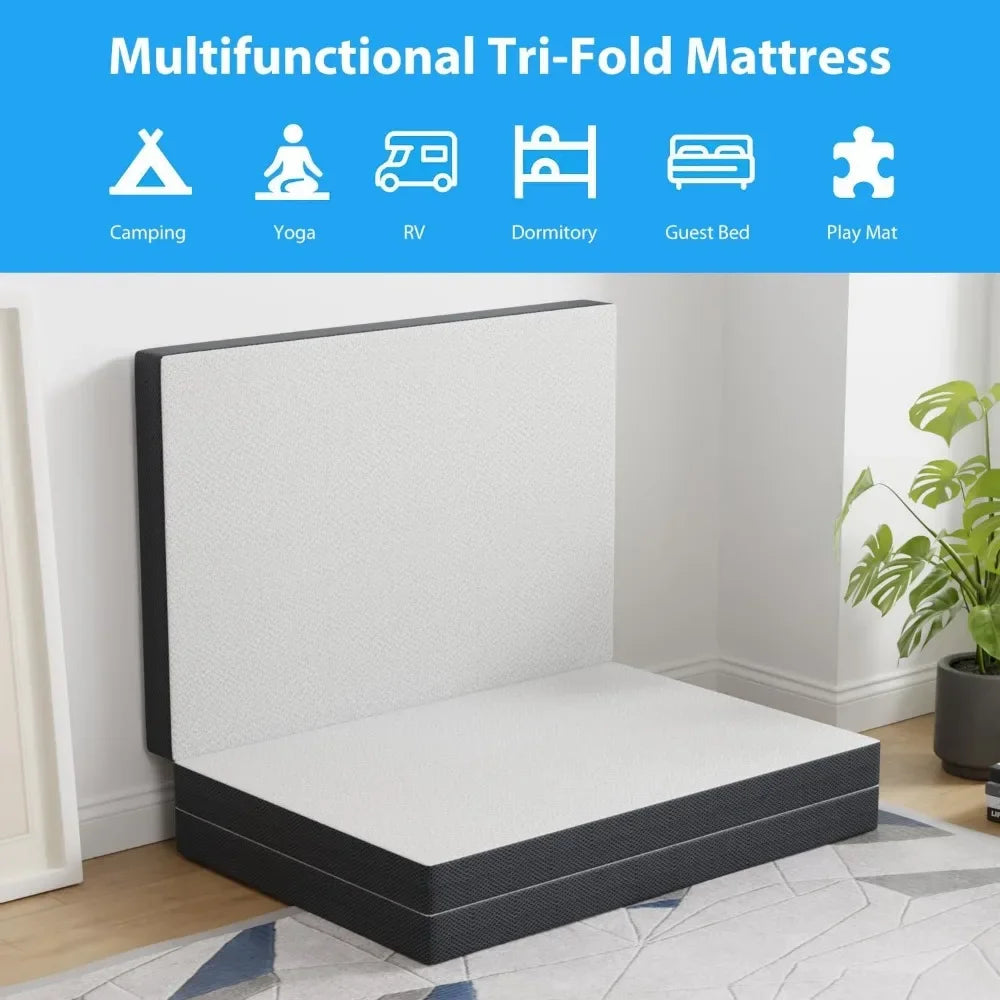 3 Inch Memory Foam Tri Folding Mattress for Camping Use