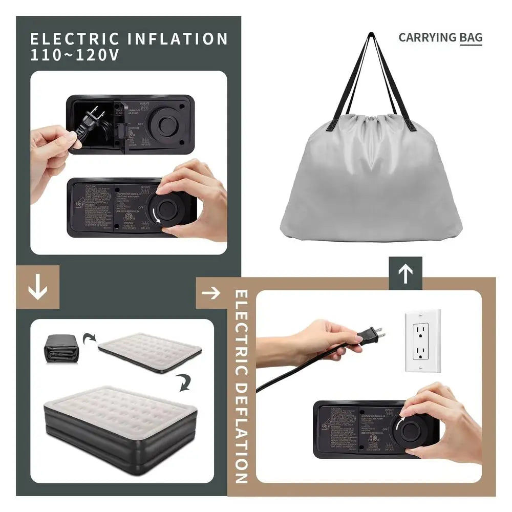 18 Inch Queen Air Mattress with Built-in Pump Portable Bed