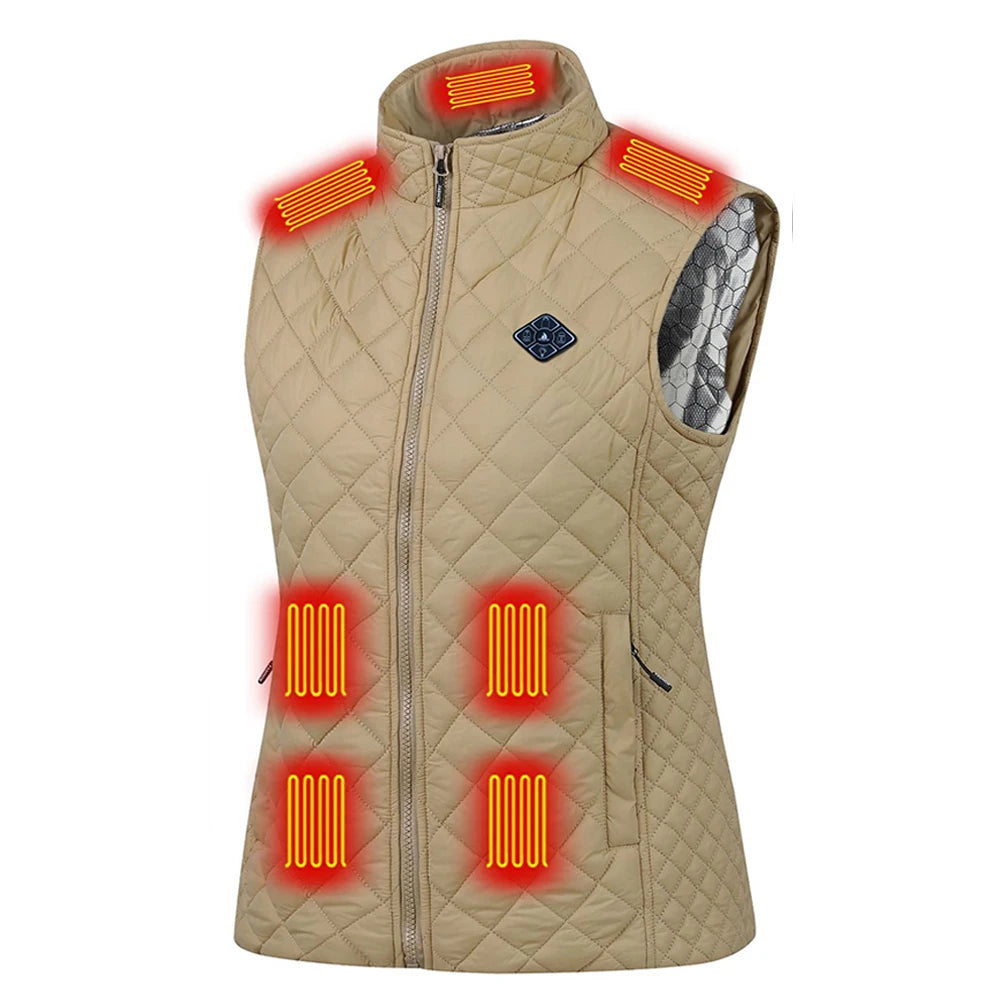 Women Autumn Winter Smart Heating Cotton Vest 21 Area Heated Vest Women Outdoor Flexible Thermal Winter Warm Jacket