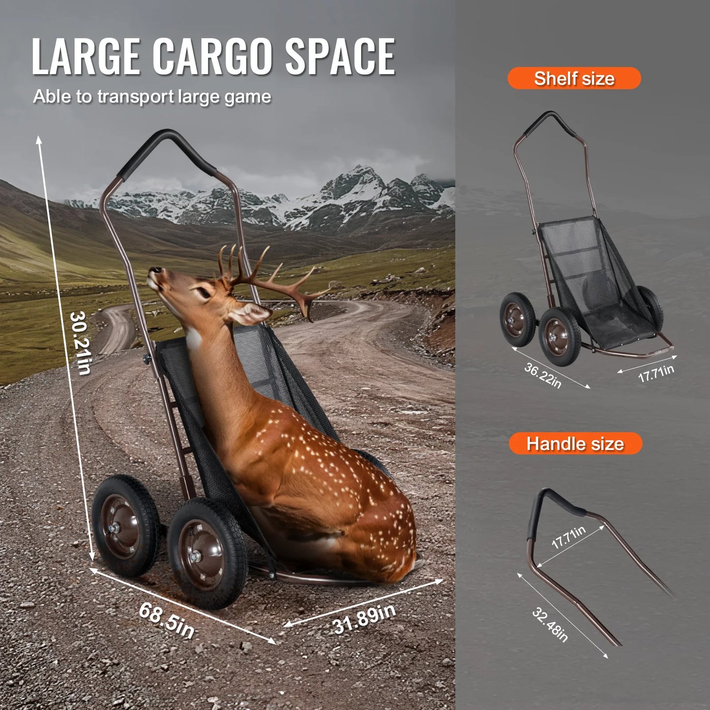 VEVOR Deer Cart 500 LBS Folding Game Cart Hauler Dolly