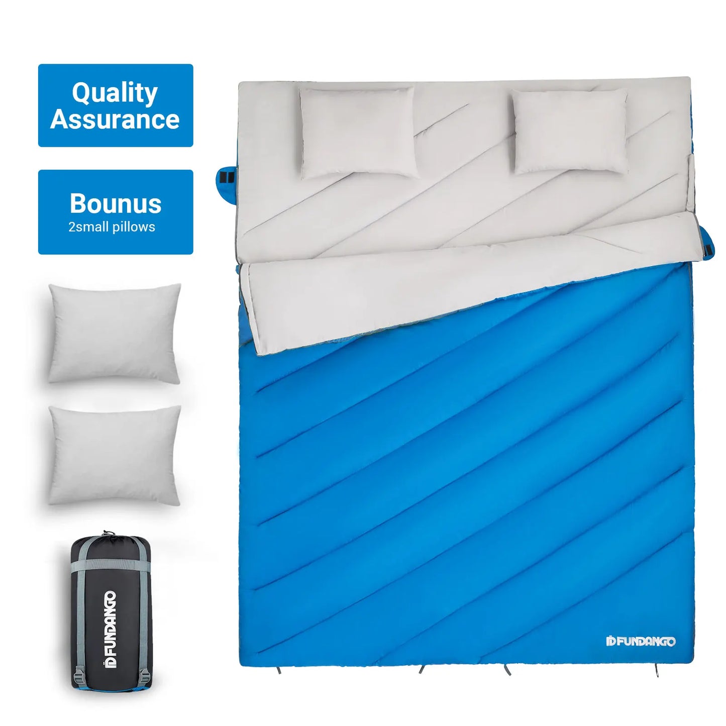 FUNDANGO 3-in-1 Double Sleeping Bag for Family Camping