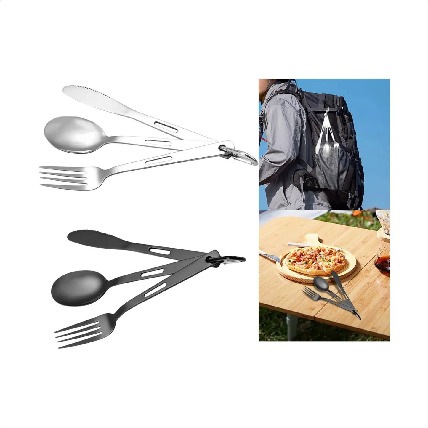 Camping Cutlery Set Spoon Fork Set Flatware For Hiking Travel Party