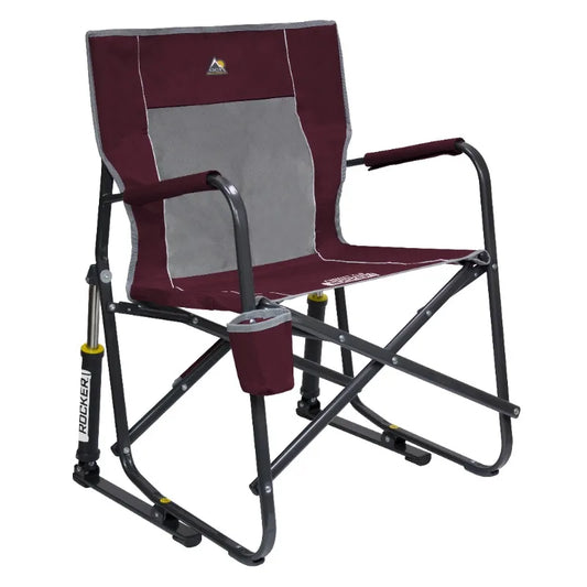 Freestyle Rocker Foldable Rocking Camp Chair Maroon for Outdoor Comfort