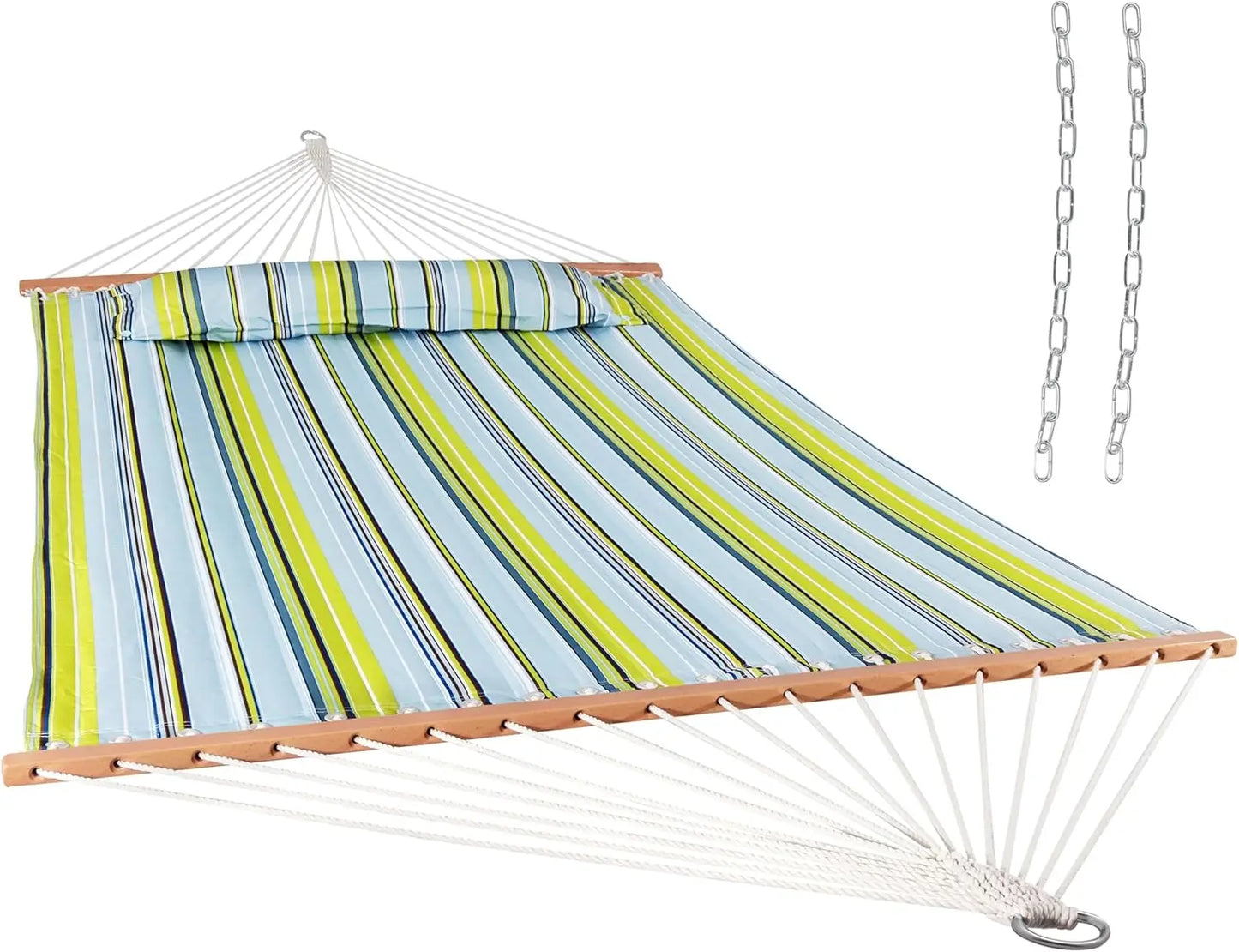 Double Quilted Fabric Hammock with Universal Steel Stand 450-Pound Capacity Black Stand