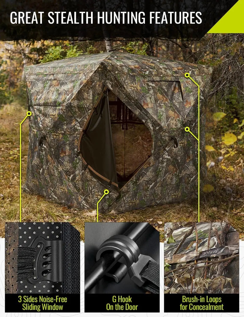 Hunting Blind See Through w/ Carrying Bag for 2-3 Person