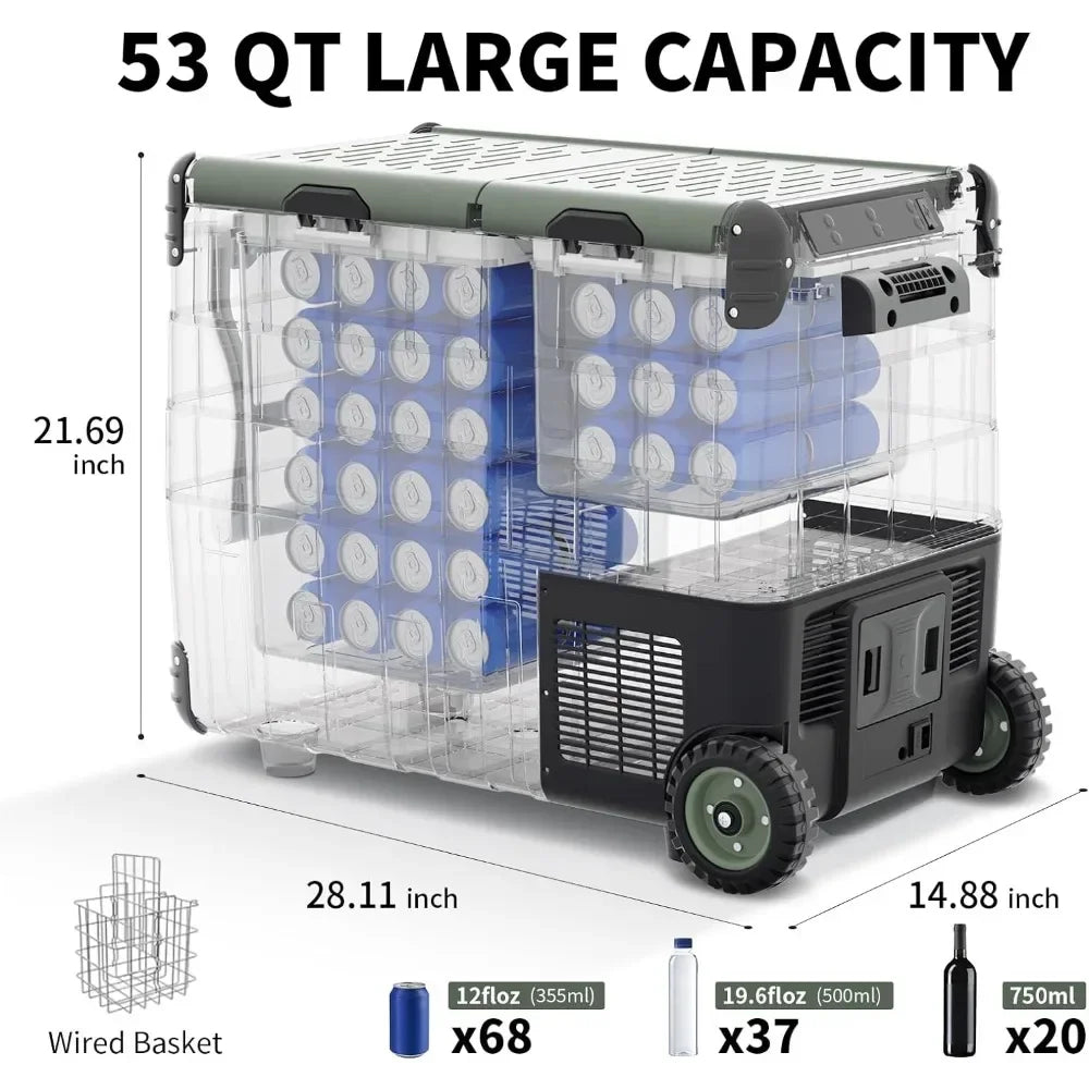 53 Quart Electric Cooler Dual Zone 12 Volt Car Fridge Freezer