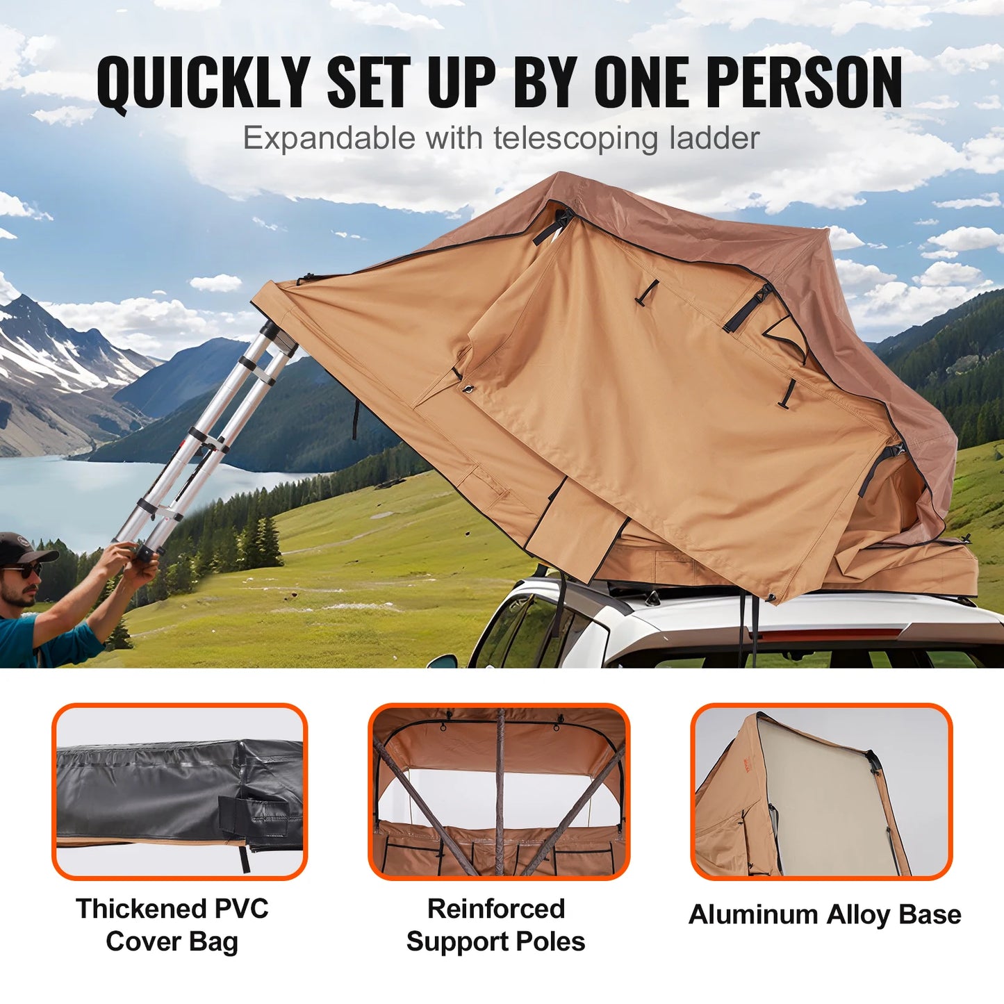VEVOR Rooftop Tent Hardshell Folding Tent for Jeep SUV