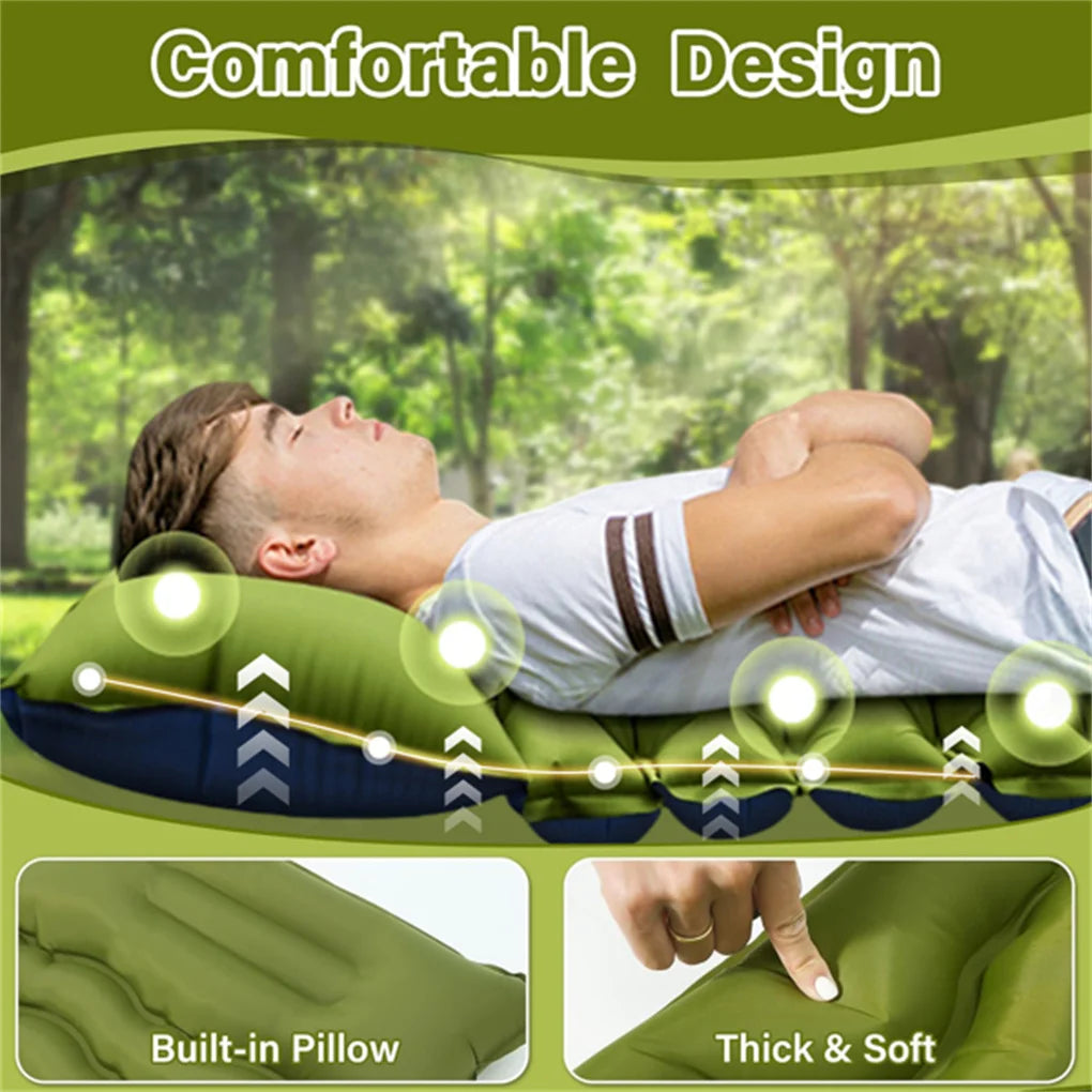 Double Air Mattress with Pillow and Built-in Foot Pump