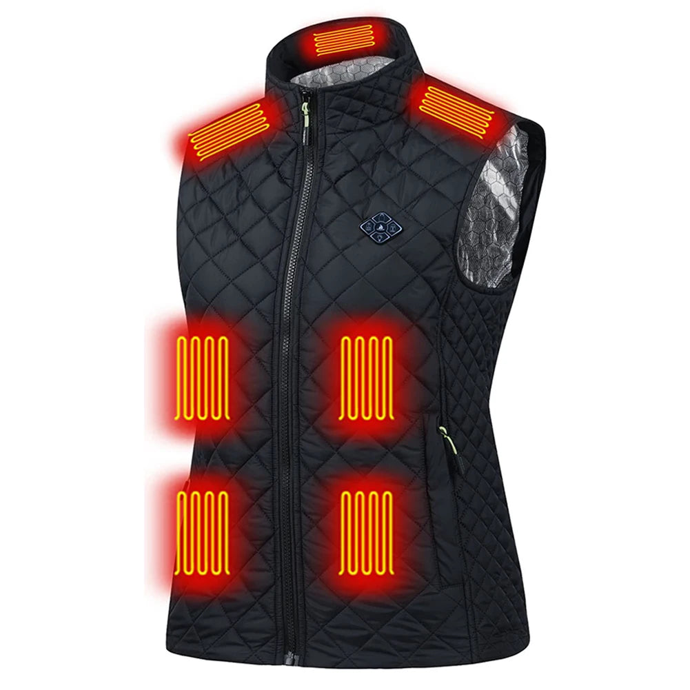 Women Autumn Winter Smart Heating Cotton Vest 21 Area Heated Vest Women Outdoor Flexible Thermal Winter Warm Jacket