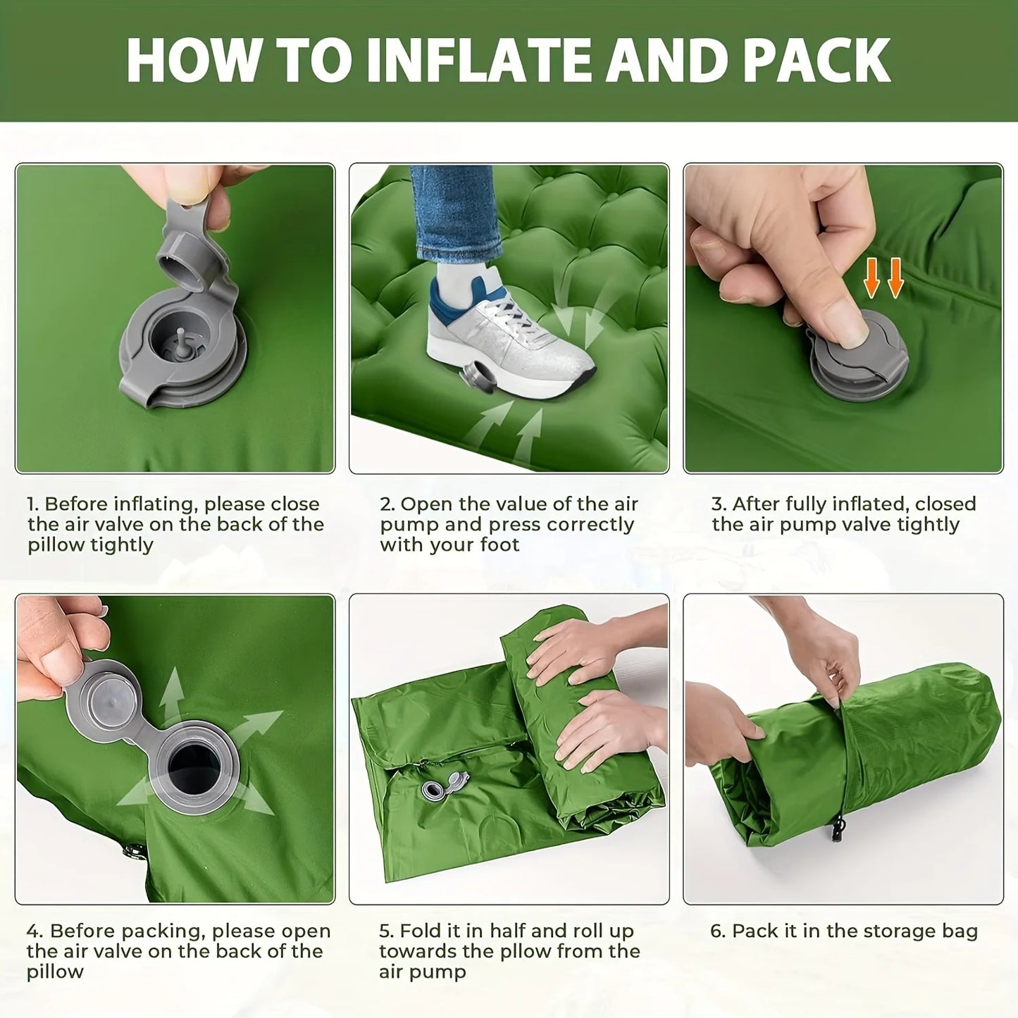 Outdoor Camping Super Thick 4-Inch Inflatable Sleeping Mat