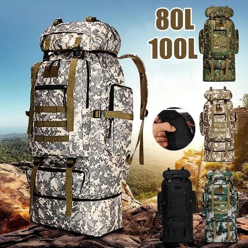 80L/100L Mountaineering Bag Tactical Backpack for Outdoors