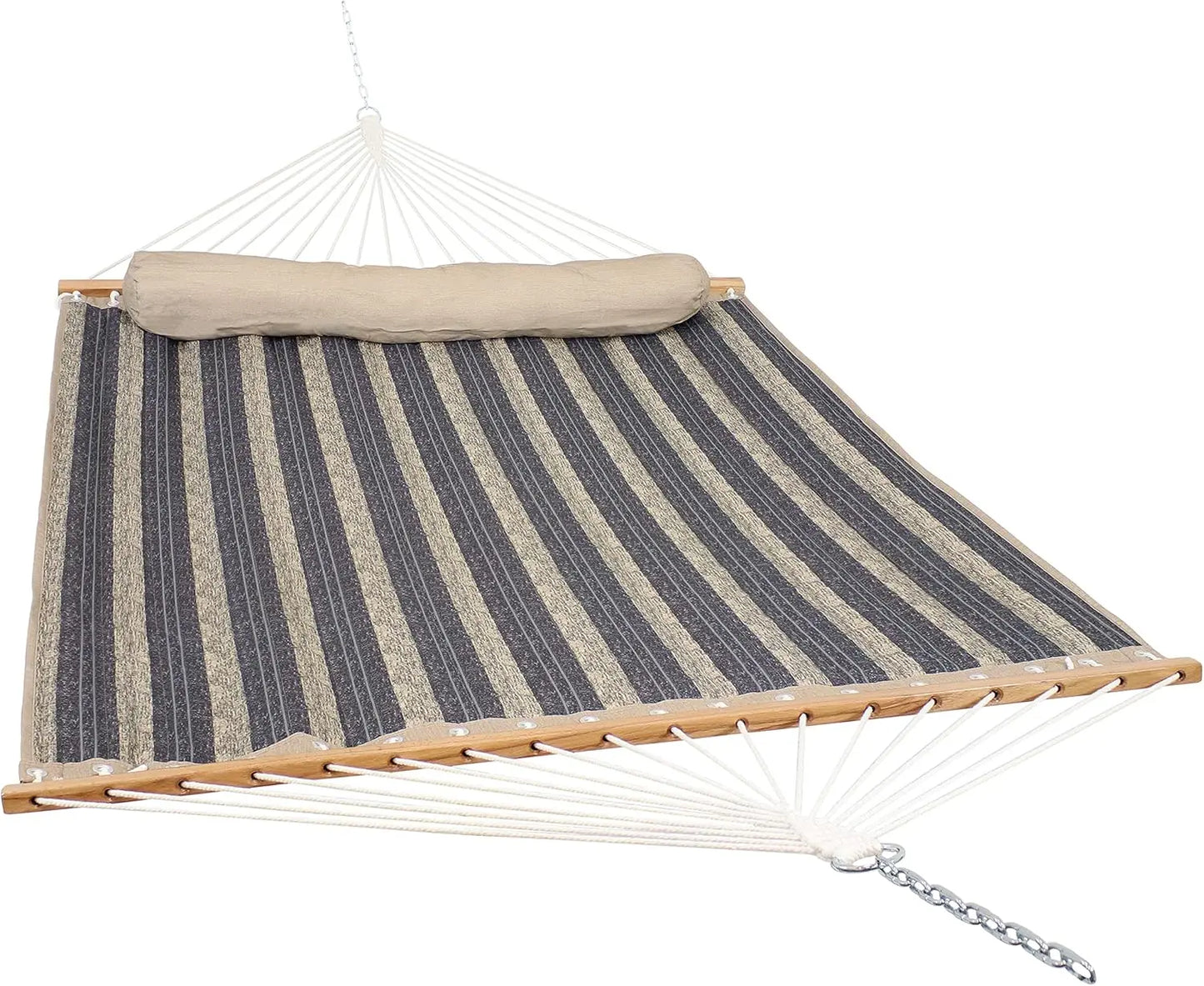 Double Quilted Fabric Hammock with Universal Steel Stand 450-Pound Capacity Black Stand