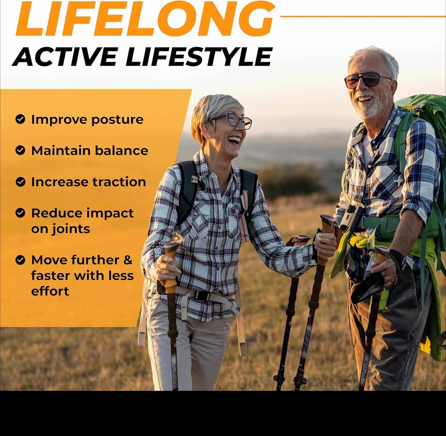 Trekking Poles – Lightweight Collapsible & Shock-Absorbent Hiking Poles w/Cork Grips