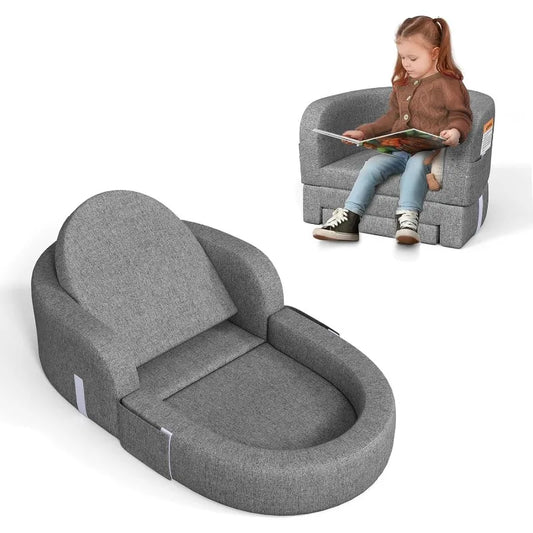 Toddler Travel Bed 2-in-1 Kids Sofa Chair with Removable Cover Soft Foam Portable Foldable for Carrying Bag