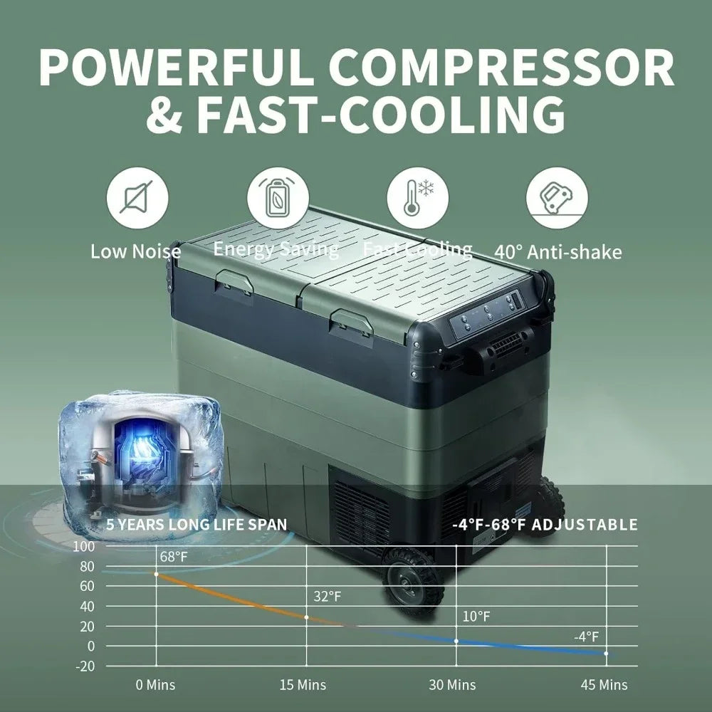 53 Quart Electric Cooler Dual Zone 12 Volt Car Fridge Freezer