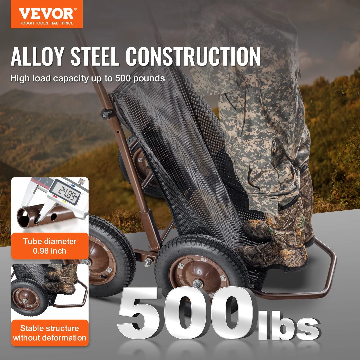 VEVOR Deer Cart 500 LBS Folding Game Cart Hauler Dolly