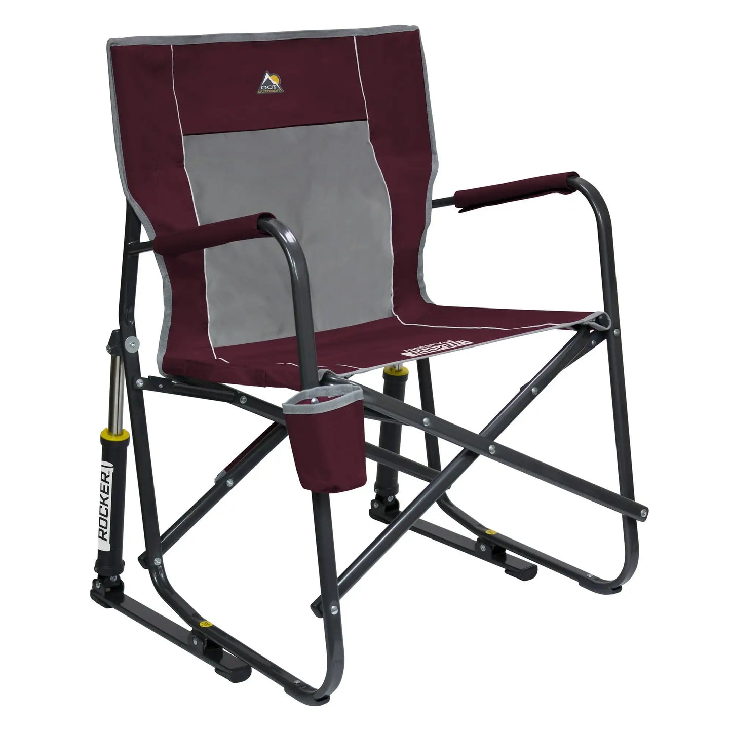 Freestyle Rocker Foldable Rocking Camp Chair Maroon for Outdoor Comfort