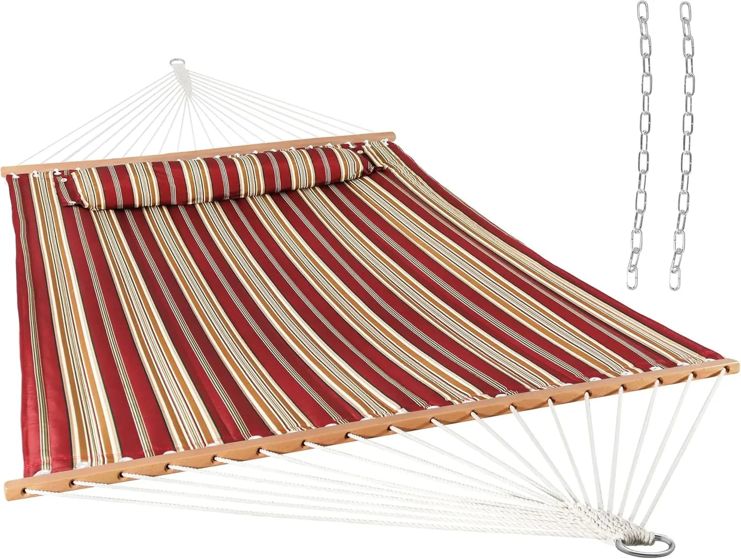 Double Quilted Fabric Hammock with Universal Steel Stand 450-Pound Capacity Black Stand