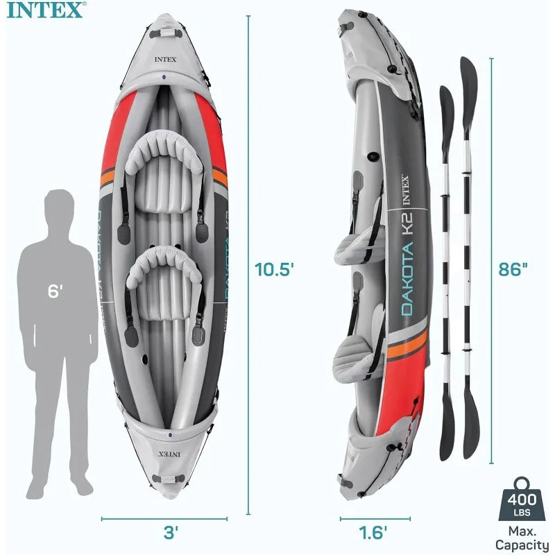 INTEX 2-Person Inflatable Kayak Set, Dakota K2 with Oars
