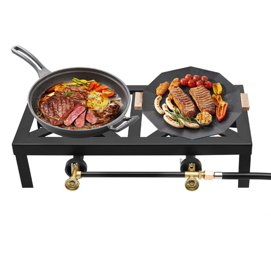 Outdoor Cast Iron Wood Stove, Double Burner Camping Stove