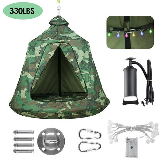 Hanging Tree Tent Indoor Outdoor Waterproof Ceiling Pod Portable Hang Out Huggle Pod Play Tent with Light String