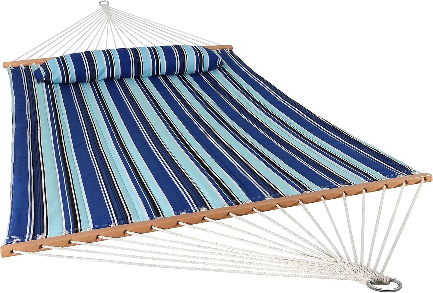 Double Quilted Fabric Hammock with Universal Steel Stand 450-Pound Capacity Black Stand
