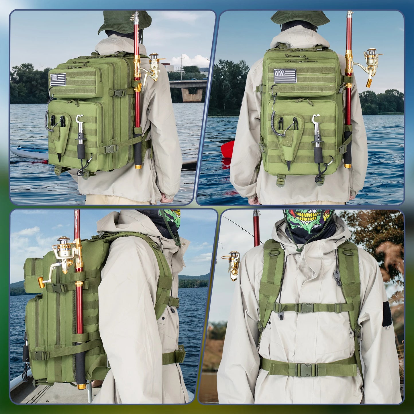 45L Fishing Hunting Bag Tactical Backpack Men Waterproof Outdoor