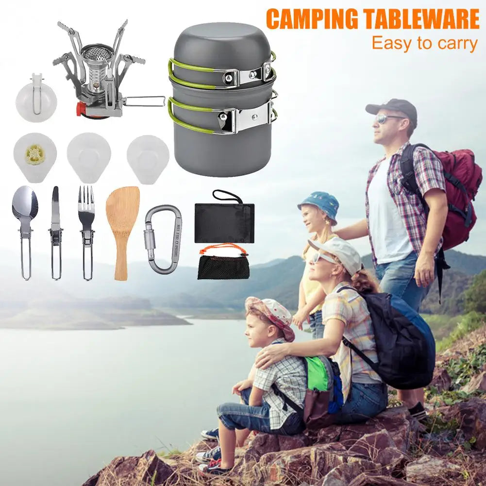 Outdoor Camping Hiking Cookware Tableware Picnic Pot Kit