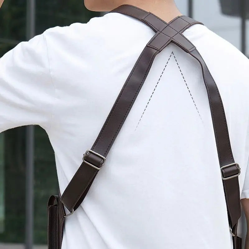 Double Shoulder Strap Multi-Pocket Outdoor Anti-Theft Tactical Fishing Bag Waterproof PU Multi-Purpose Men's Crossbody Bags