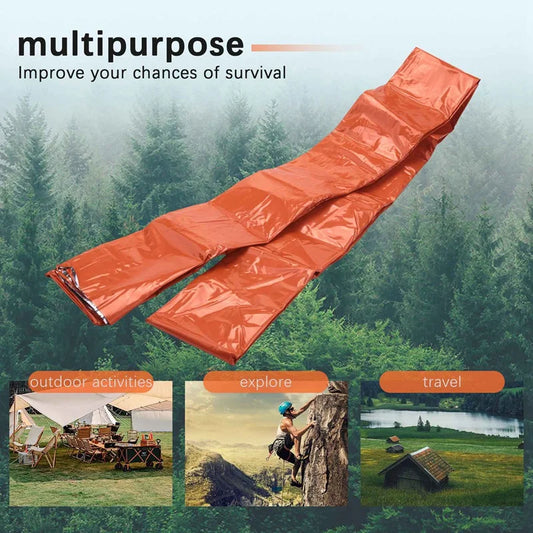 2-Pack Emergency Sleeping Bag Thermal Waterproof Survival Blanket