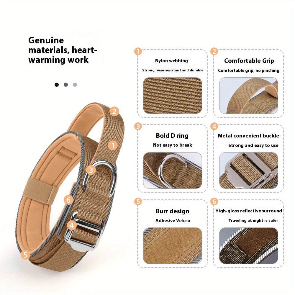 Heavy-Duty Reflective Dog Collar for Medium to Large Dogs