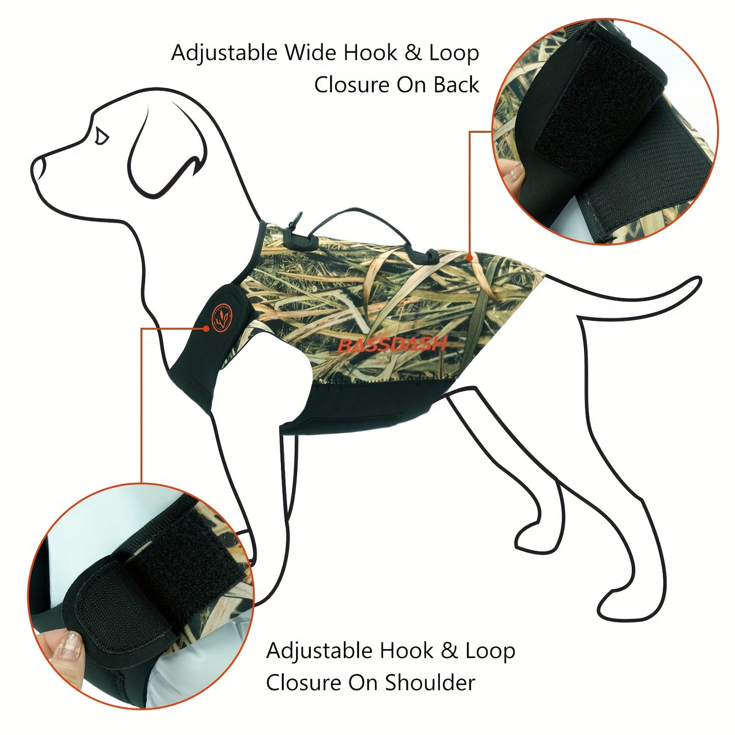 Waterproof Hunting Vest BASSDASH Dog Camo Neoprene Vest
