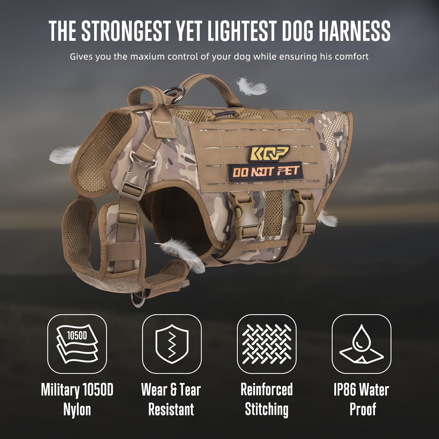 Breathable Mesh Tactical Dog Harness For Dogs Camo Style