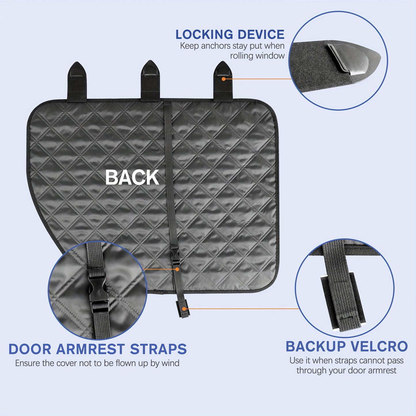 Waterproof Dog Protector 2pcs Quilted Car Door Cover