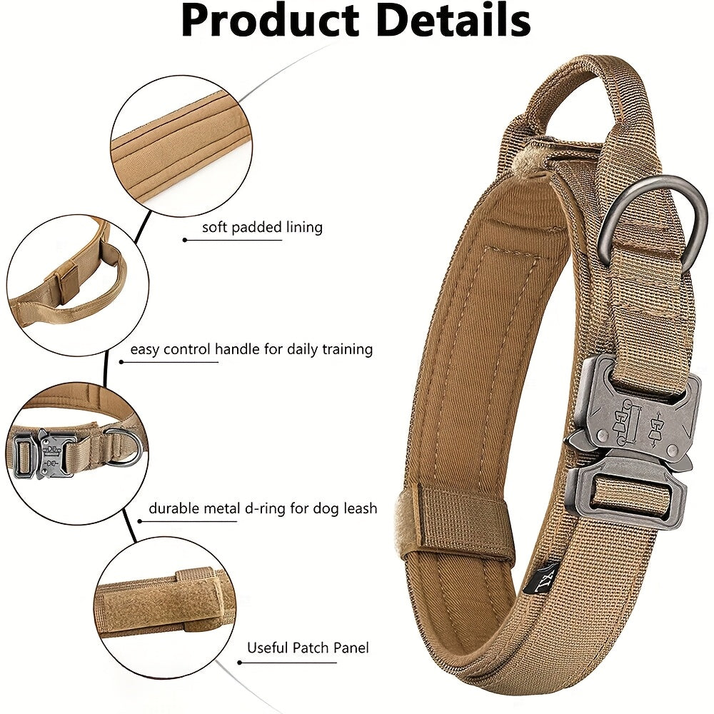Tactical Dog Collar with Handle and Metal Buckle 1.5 Inch