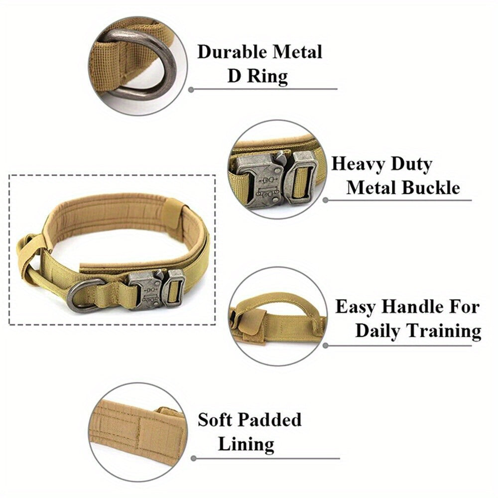Tactical Dog Collar with Handle and Metal Buckle 1.5 Inch