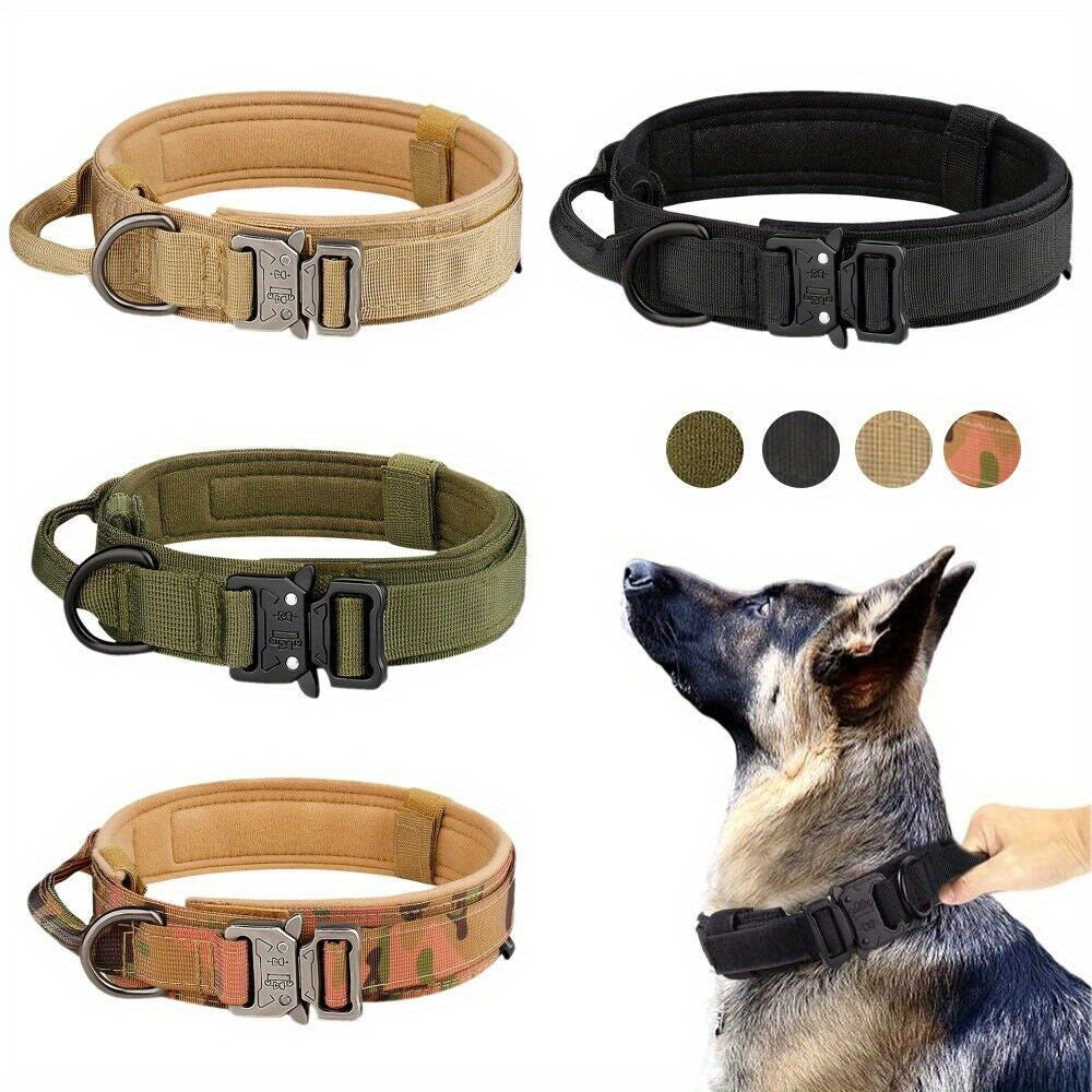 Tactical Dog Collar with Handle and Metal Buckle 1.5 Inch